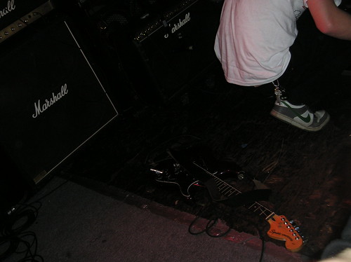 E.R. destroyed his guitar at the end of the show